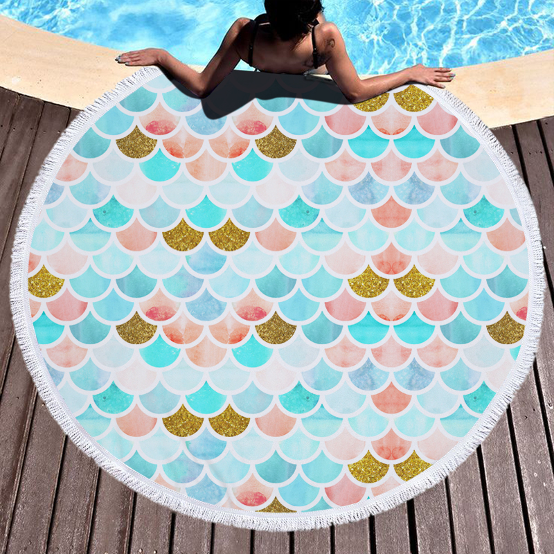 Mermaid Scales Round Beach Towel 3