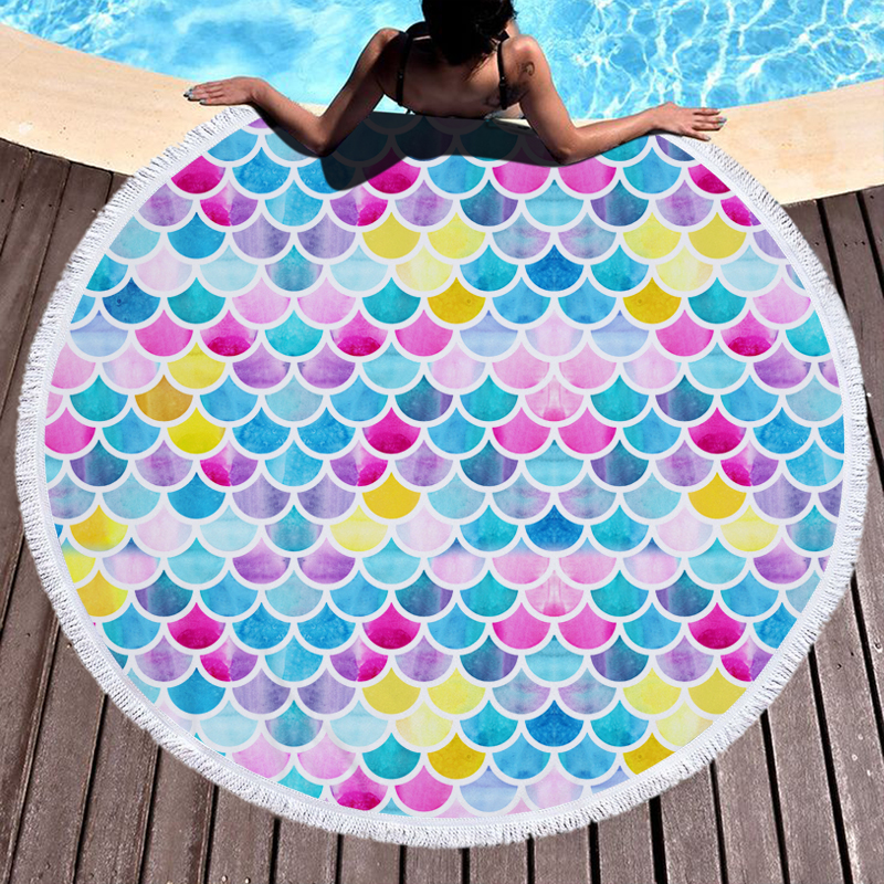 Mermaid Scales Round Beach Towel 4