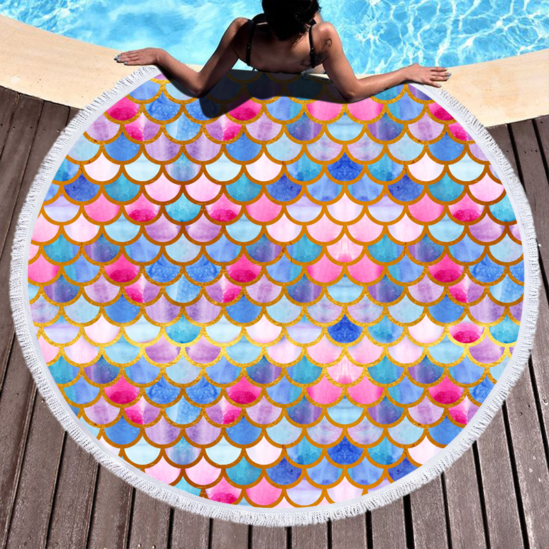 Mermaid Scales Round Beach Towel 6