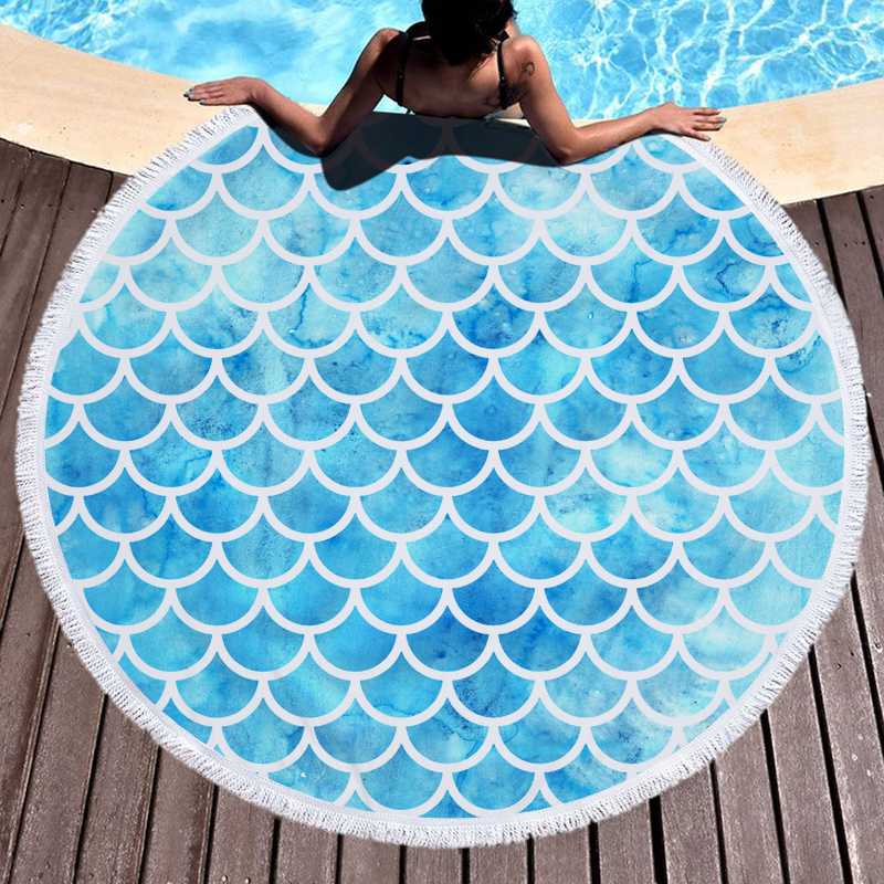 Mermaid Scales Round Beach Towel 7