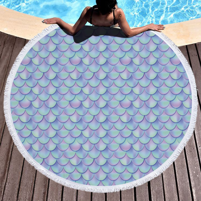 Mermaid Scales Round Beach Towel 9