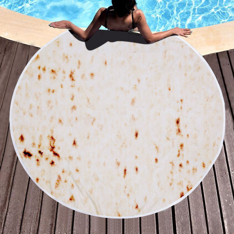 Mexican Burrito Tortilla Taco Round Beach Towel 11