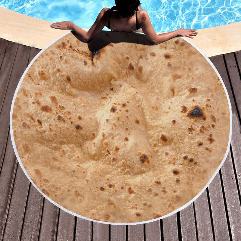 Mexican Burrito Tortilla Taco Round Beach Towel 12