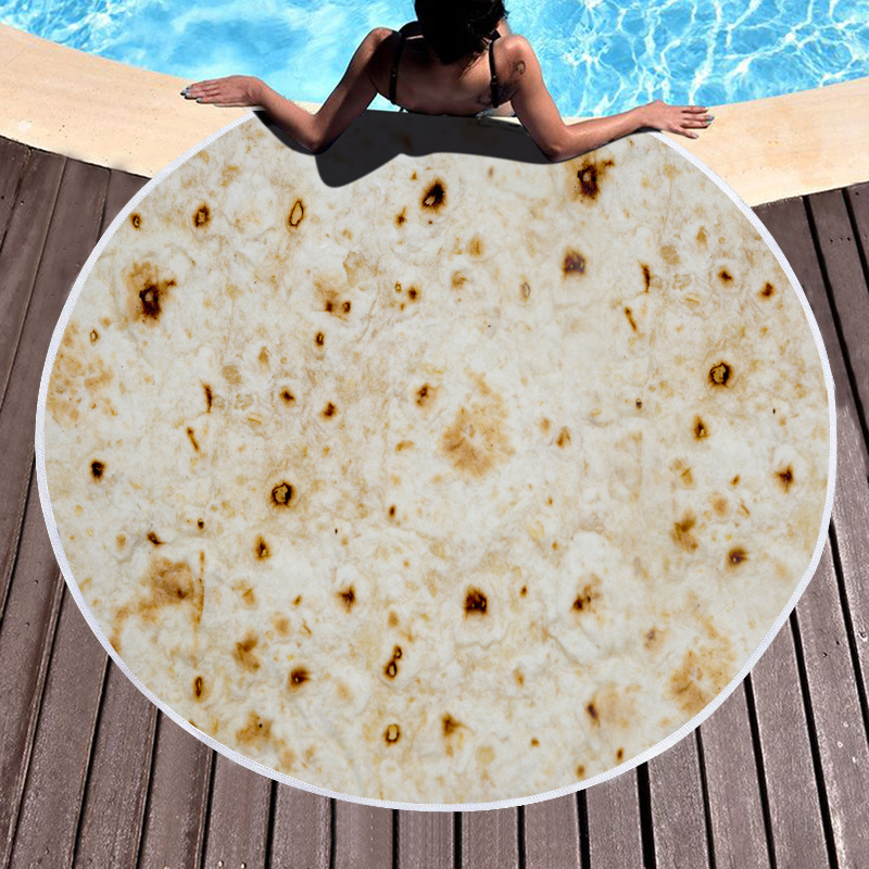 Mexican Burrito Tortilla Taco Round Beach Towel 13