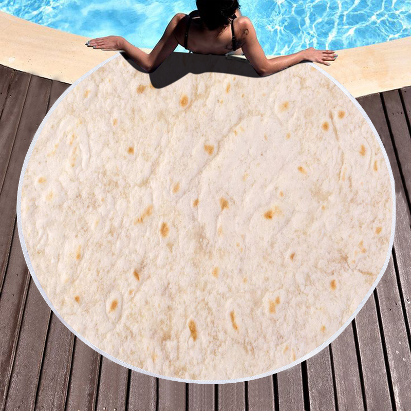 Mexican Burrito Tortilla Taco Round Beach Towel 15 1