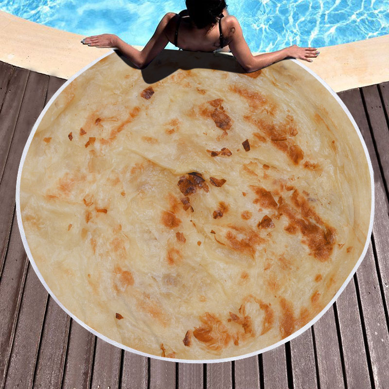 Mexican Burrito Tortilla Taco Round Beach Towel 16