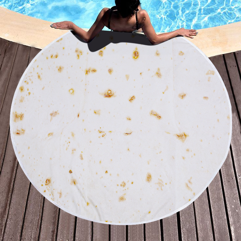 Mexican Burrito Tortilla Taco Round Beach Towel 19
