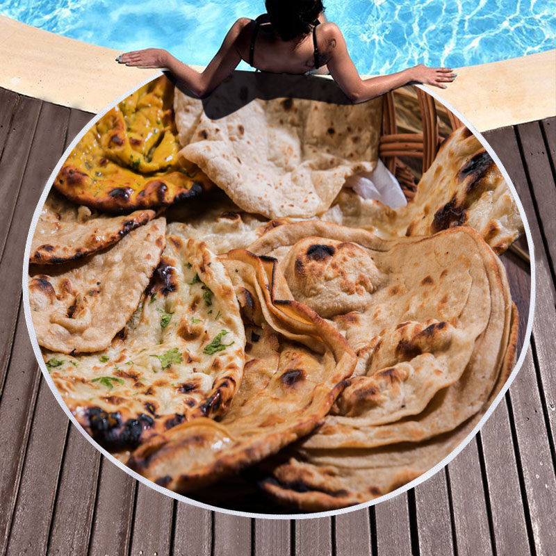 Mexican Burrito Tortilla Taco Round Beach Towel 22