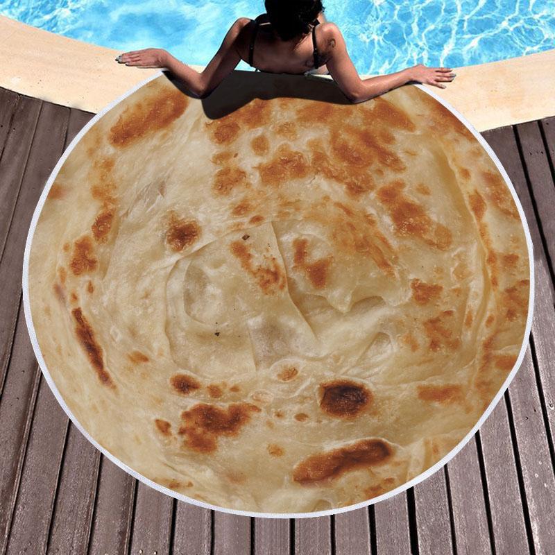 Mexican Burrito Tortilla Taco Round Beach Towel 4