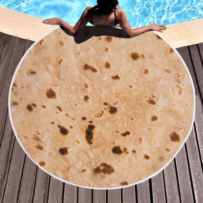 Mexican Burrito Tortilla Taco Round Beach Towel 7