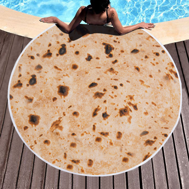 Mexican Burrito Tortilla Taco Round Beach Towel 8