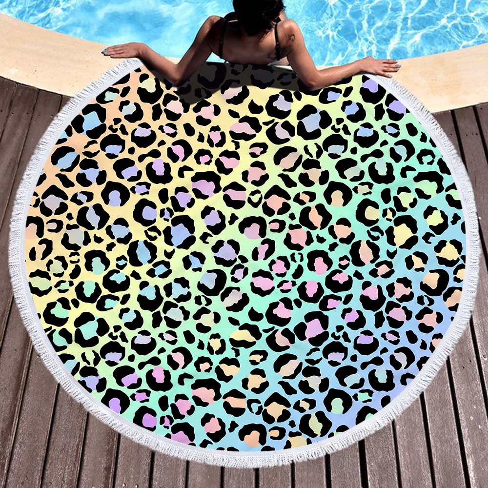 Newest Animal Skin Style Leopard Print Round Beach Towel 2 Newest Animal Skin Style Leopard Print Round Beach Towel 1