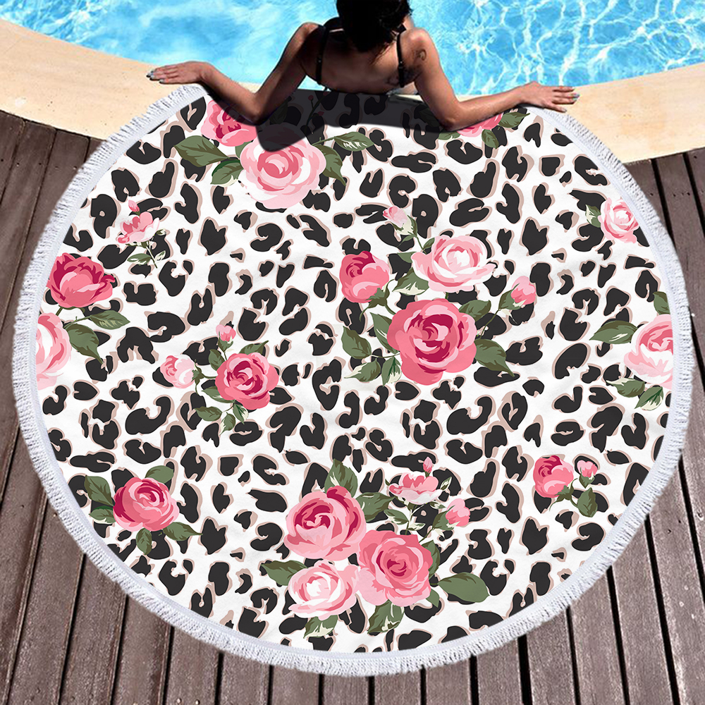 Newest Animal Skin Style Leopard Print Round Beach Towel 13 Newest Animal Skin Style Leopard Print Round Beach Towel 12