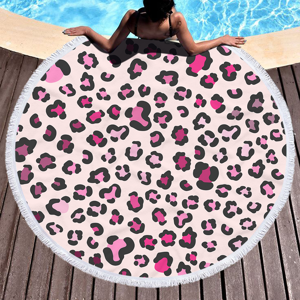 Newest Animal Skin Style Leopard Print Round Beach Towel 4 Newest Animal Skin Style Leopard Print Round Beach Towel 3
