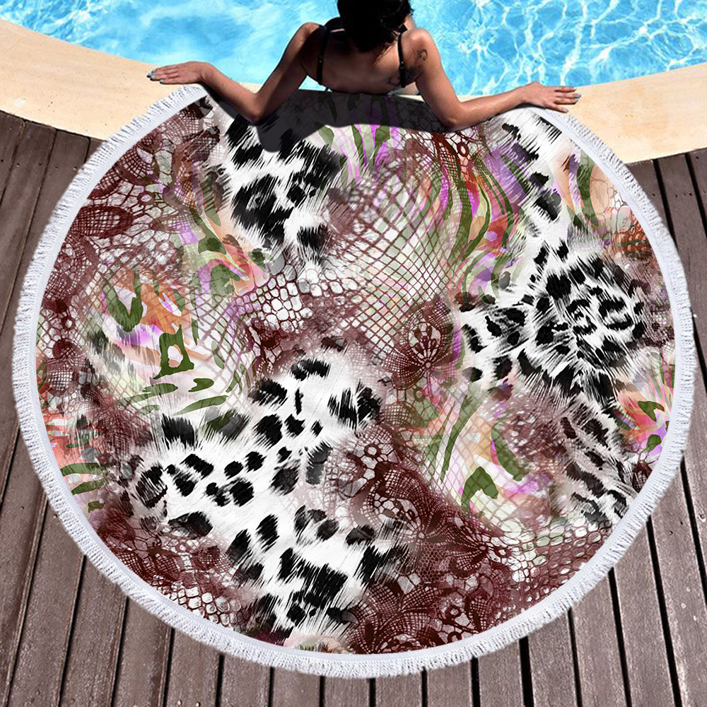 Newest Animal Skin Style Leopard Print Round Beach Towel 6 Newest Animal Skin Style Leopard Print Round Beach Towel 5