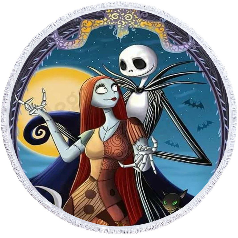 Nightmare Before Christmas Round Beach Towel 2 Nightmare Before Christmas Round Beach Towel 1