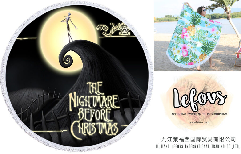 Nightmare Before Christmas Round Beach Towel 1 Nightmare Before Christmas Round Beach Towel (8)