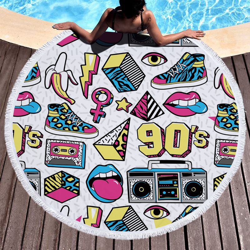 Nostalgia 1990 Round Beach Towel 1