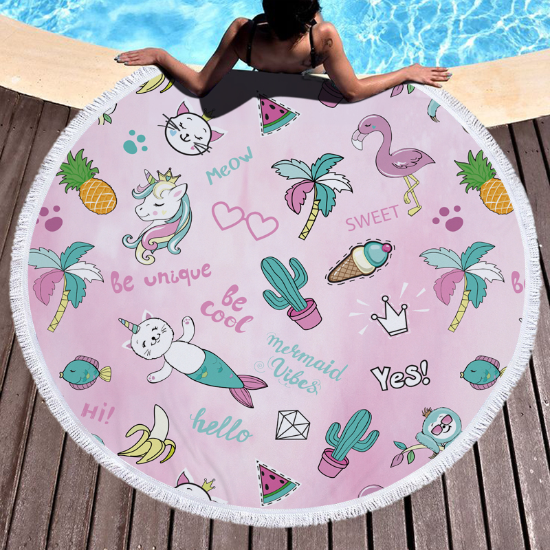 Nostalgia 1990 Round Beach Towel 10