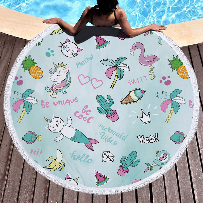 Nostalgia 1990 Round Beach Towel 11