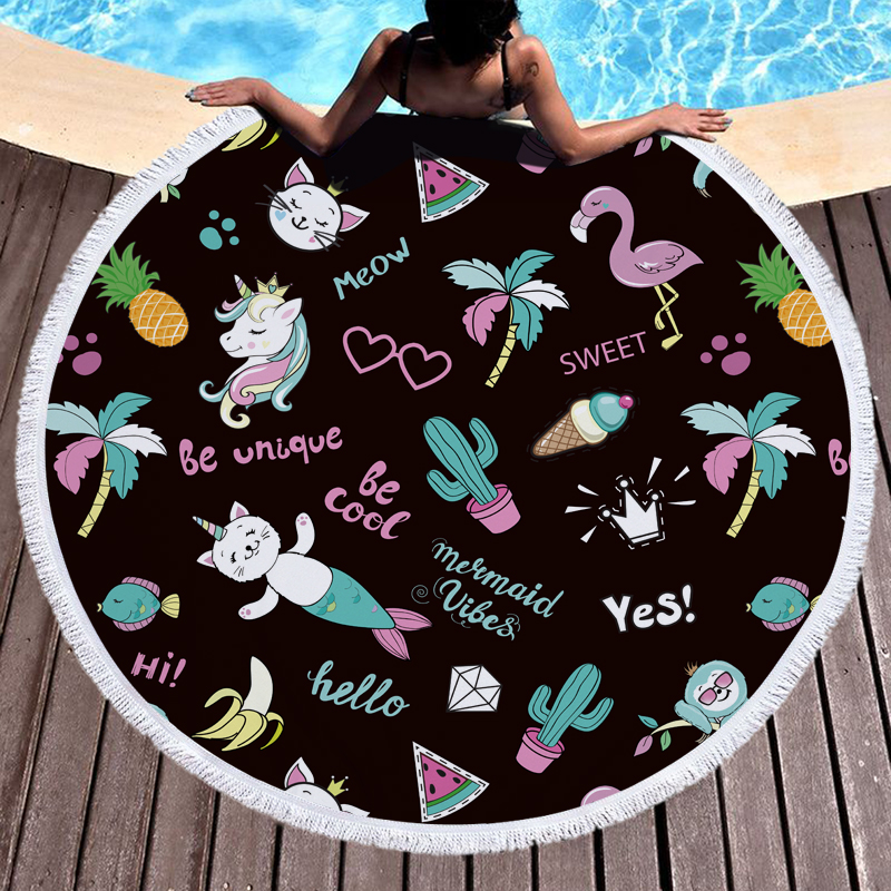 Nostalgia 1990 Round Beach Towel 12