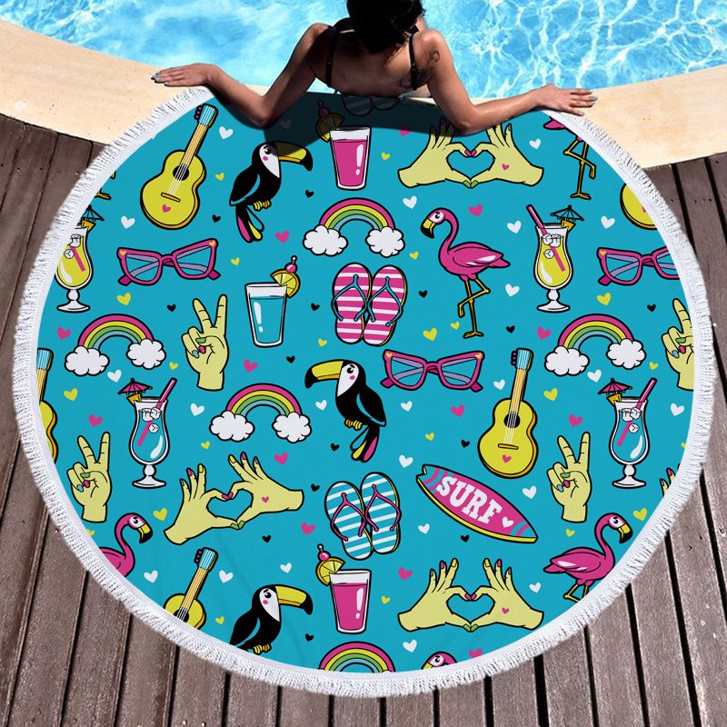 Nostalgia 1990 Round Beach Towel 3