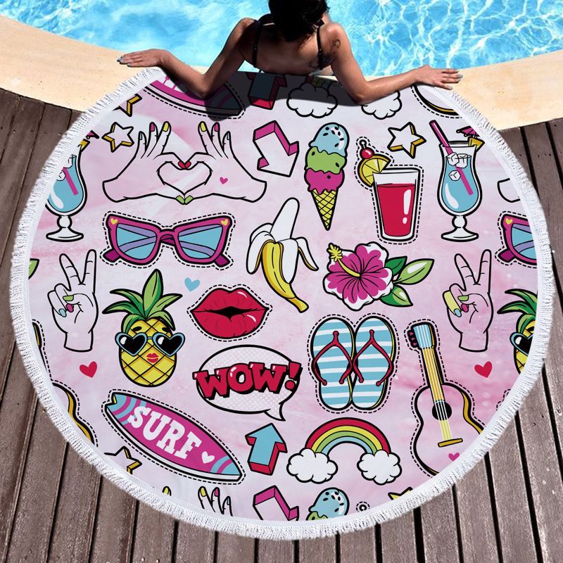 Nostalgia 1990 Round Beach Towel 4