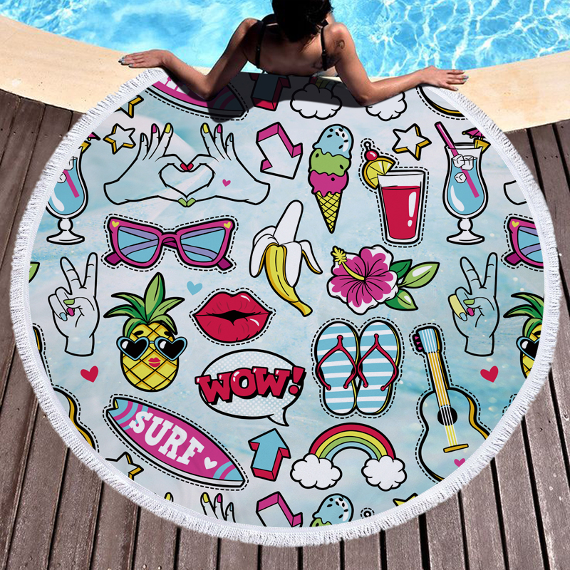 Nostalgia 1990 Round Beach Towel 5