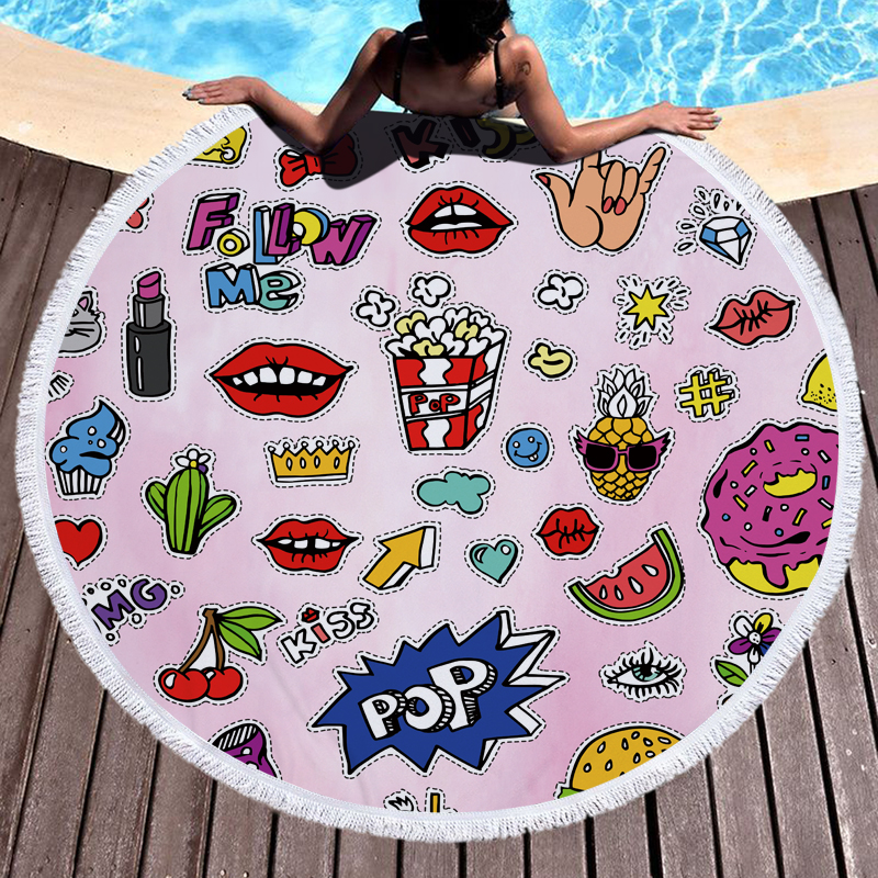 Nostalgia 1990 Round Beach Towel 7