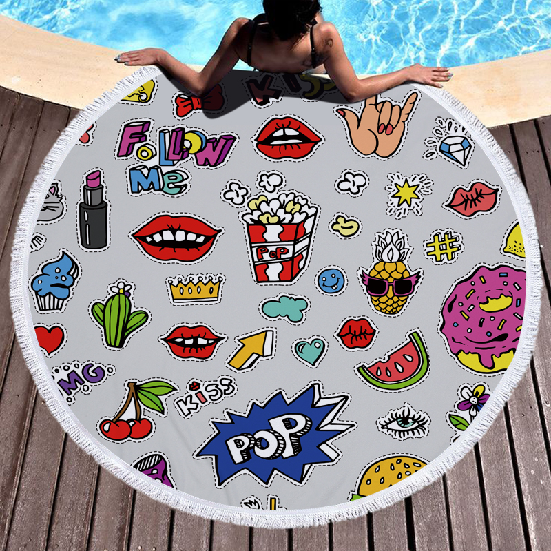 Nostalgia 1990 Round Beach Towel 9