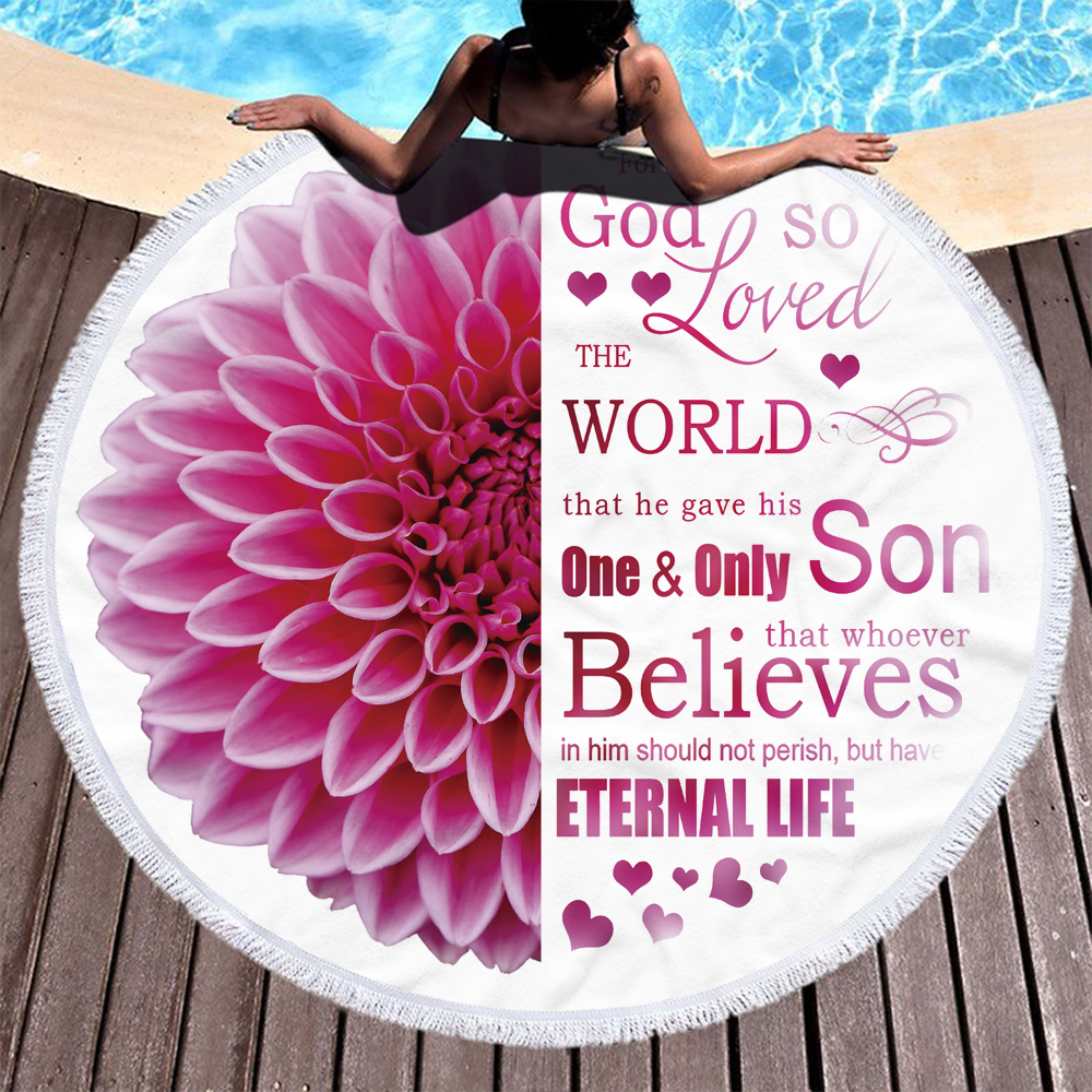 Passionate Letters Sunflower Round Beach Towel 11