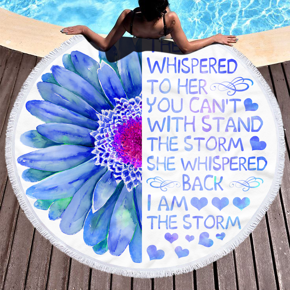 Passionate Letters Sunflower Round Beach Towel 12