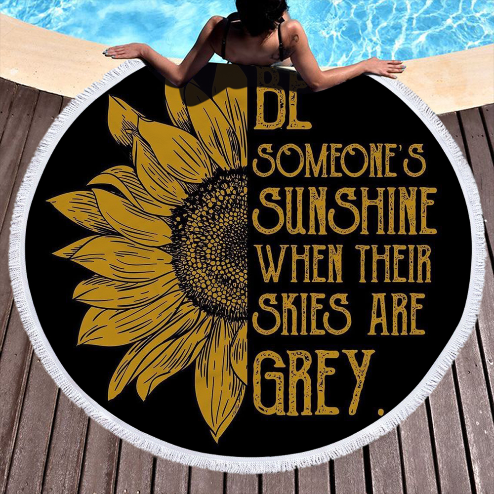 Passionate Letters Sunflower Round Beach Towel 2