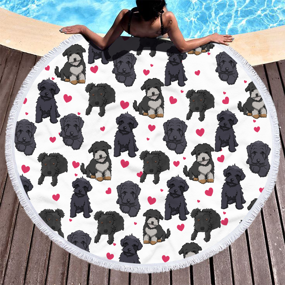 Personalized Cartoon Animal Dogs Round Beach Towel 10 Personalized Cartoon Animal Dogs Round Beach Towel 11