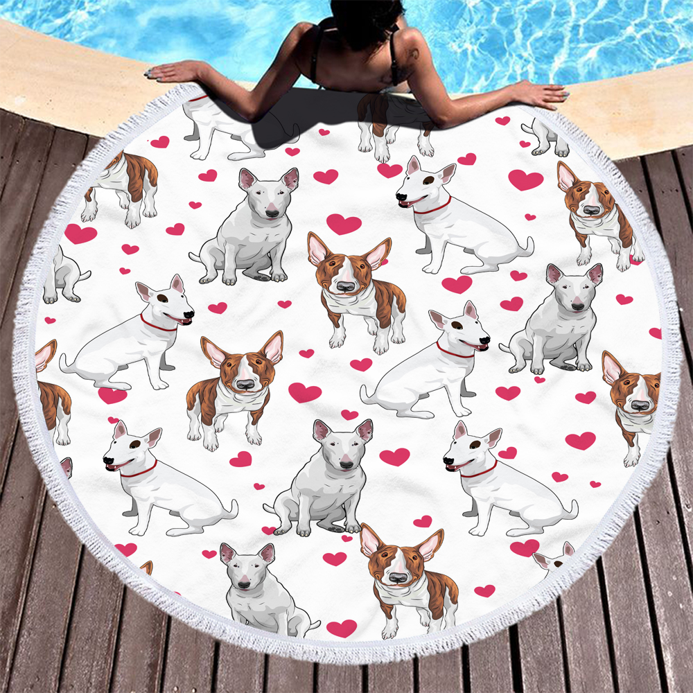 Personalized Cartoon Animal Dogs Round Beach Towel 11 Personalized Cartoon Animal Dogs Round Beach Towel 12