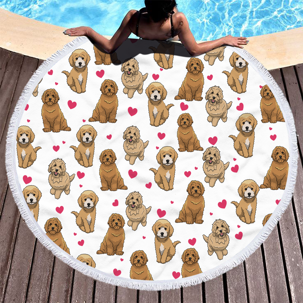 Personalized Cartoon Animal Dogs Round Beach Towel 12 Personalized Cartoon Animal Dogs Round Beach Towel 13