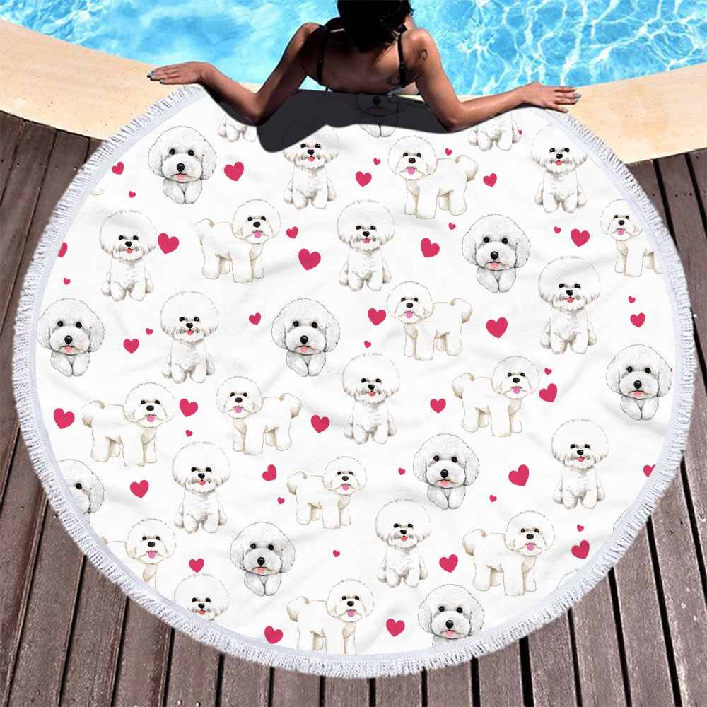 Personalized Cartoon Animal Dogs Round Beach Towel 14 Personalized Cartoon Animal Dogs Round Beach Towel 15