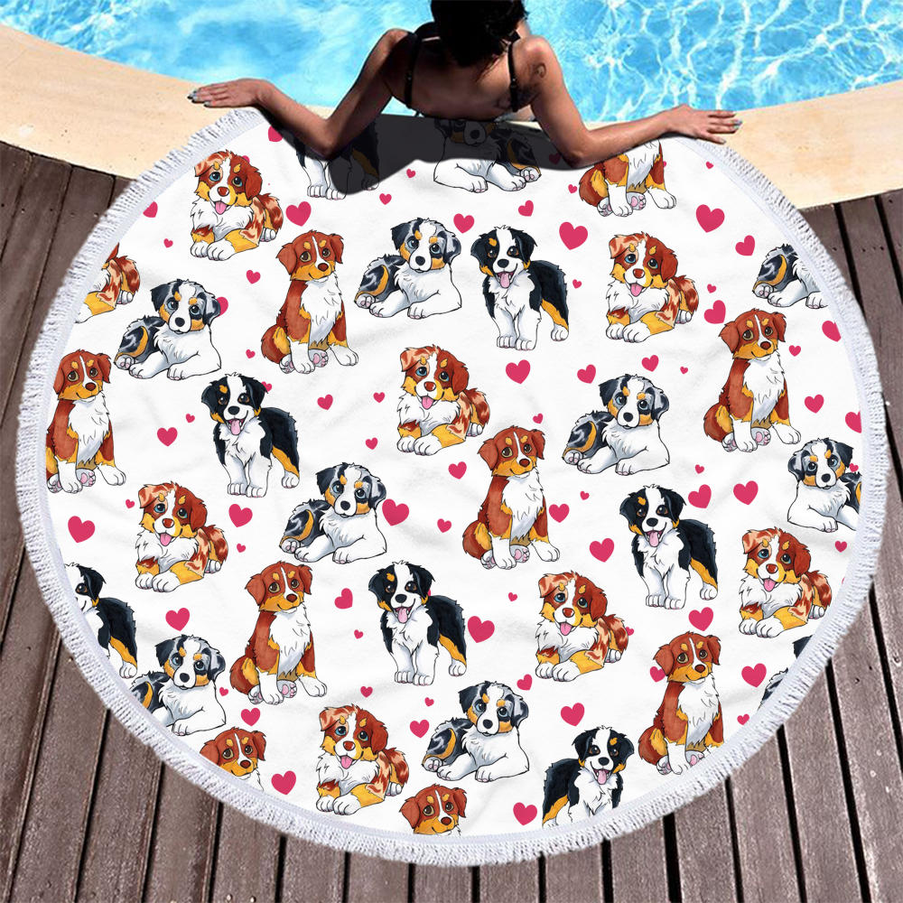 Personalized Cartoon Animal Dogs Round Beach Towel 16 Personalized Cartoon Animal Dogs Round Beach Towel 17