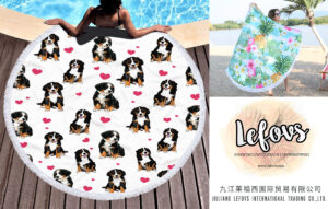 Personalized Cartoon Animal Dogs Round Beach Towel (18)
