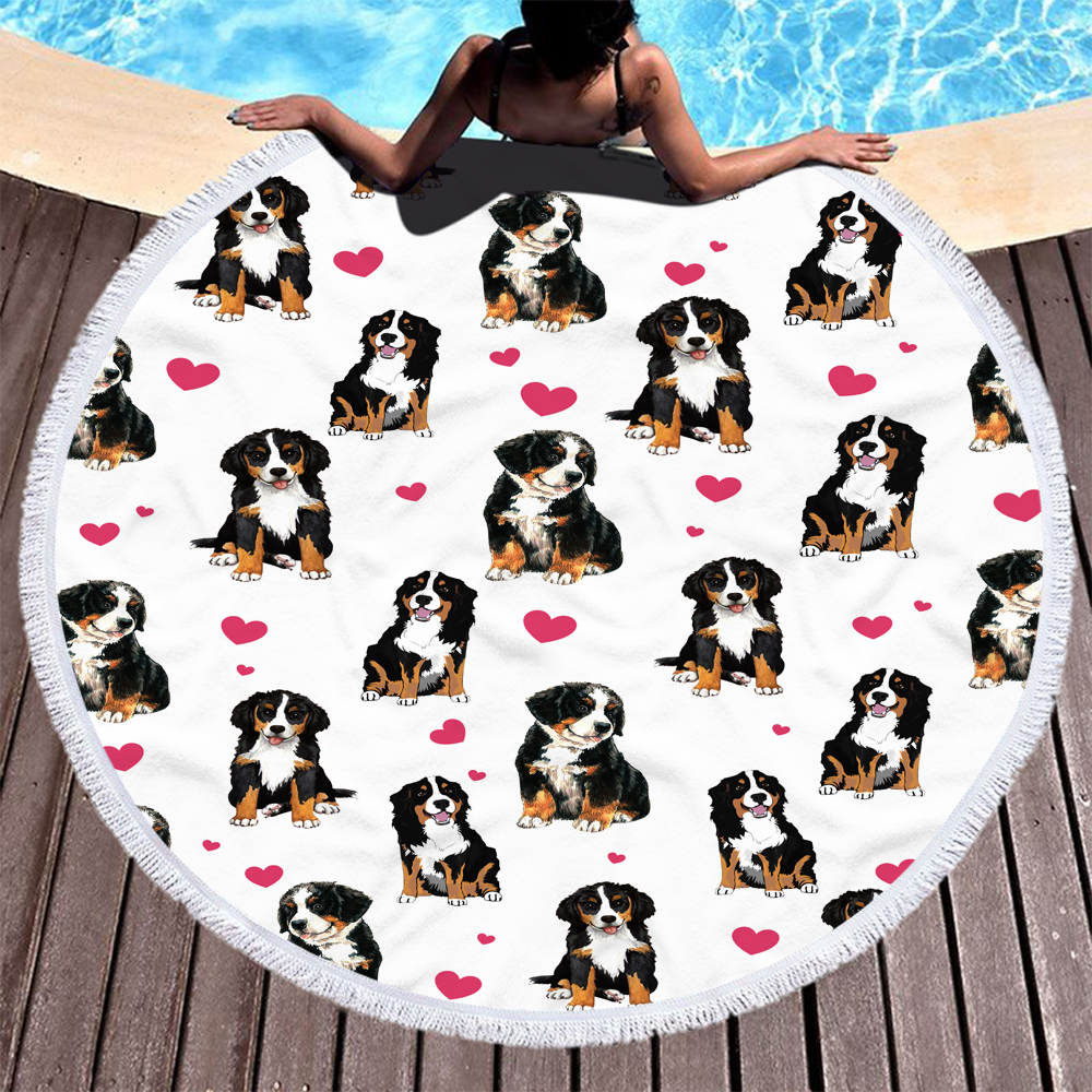 Personalized Cartoon Animal Dogs Round Beach Towel 17 Personalized Cartoon Animal Dogs Round Beach Towel 18