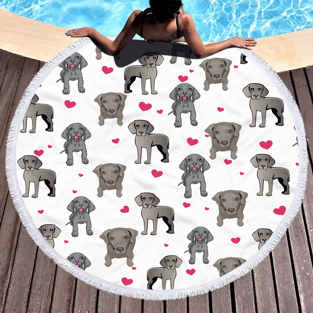 Personalized Cartoon Animal Dogs Round Beach Towel 3 Personalized Cartoon Animal Dogs Round Beach Towel 2