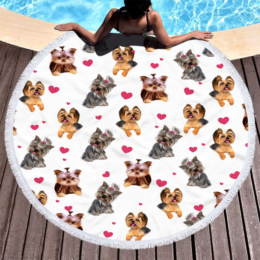 Personalized Cartoon Animal Dogs Round Beach Towel 19 Personalized Cartoon Animal Dogs Round Beach Towel 20