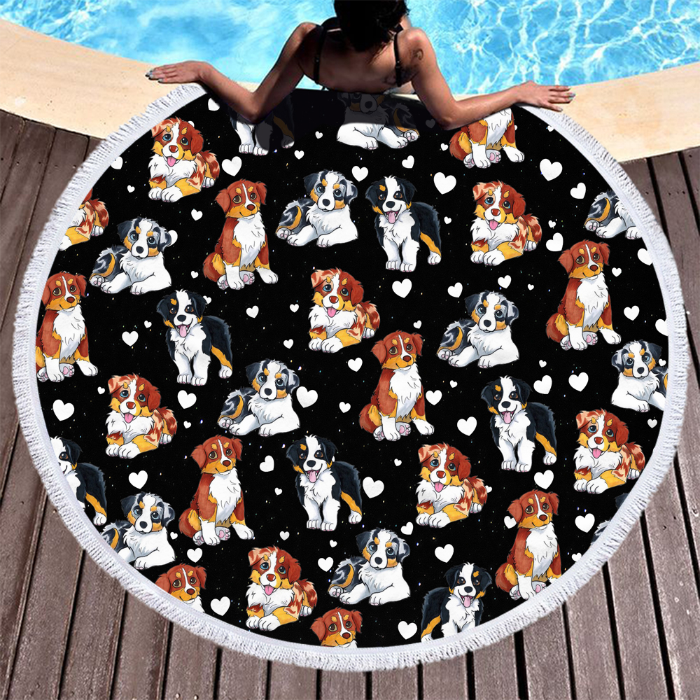 Personalized Cartoon Animal Dogs Round Beach Towel 21 Personalized Cartoon Animal Dogs Round Beach Towel 22