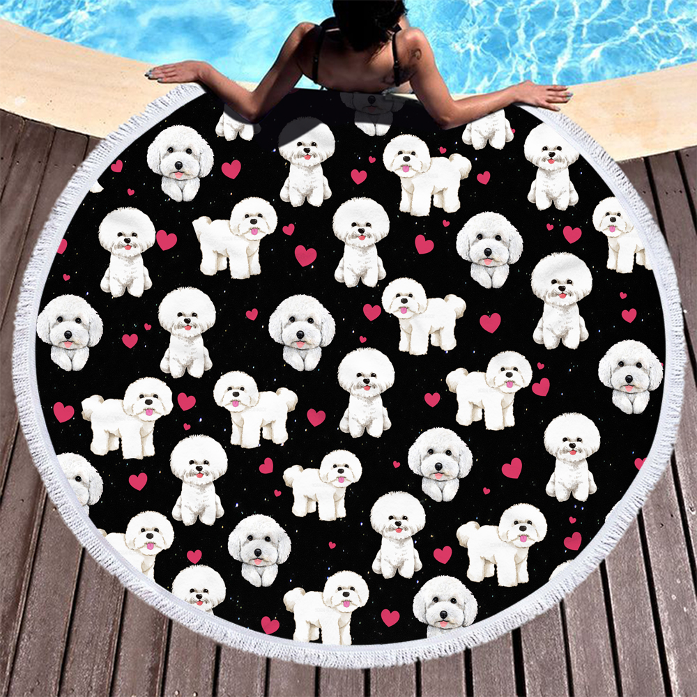 Personalized Cartoon Animal Dogs Round Beach Towel 22 Personalized Cartoon Animal Dogs Round Beach Towel 23