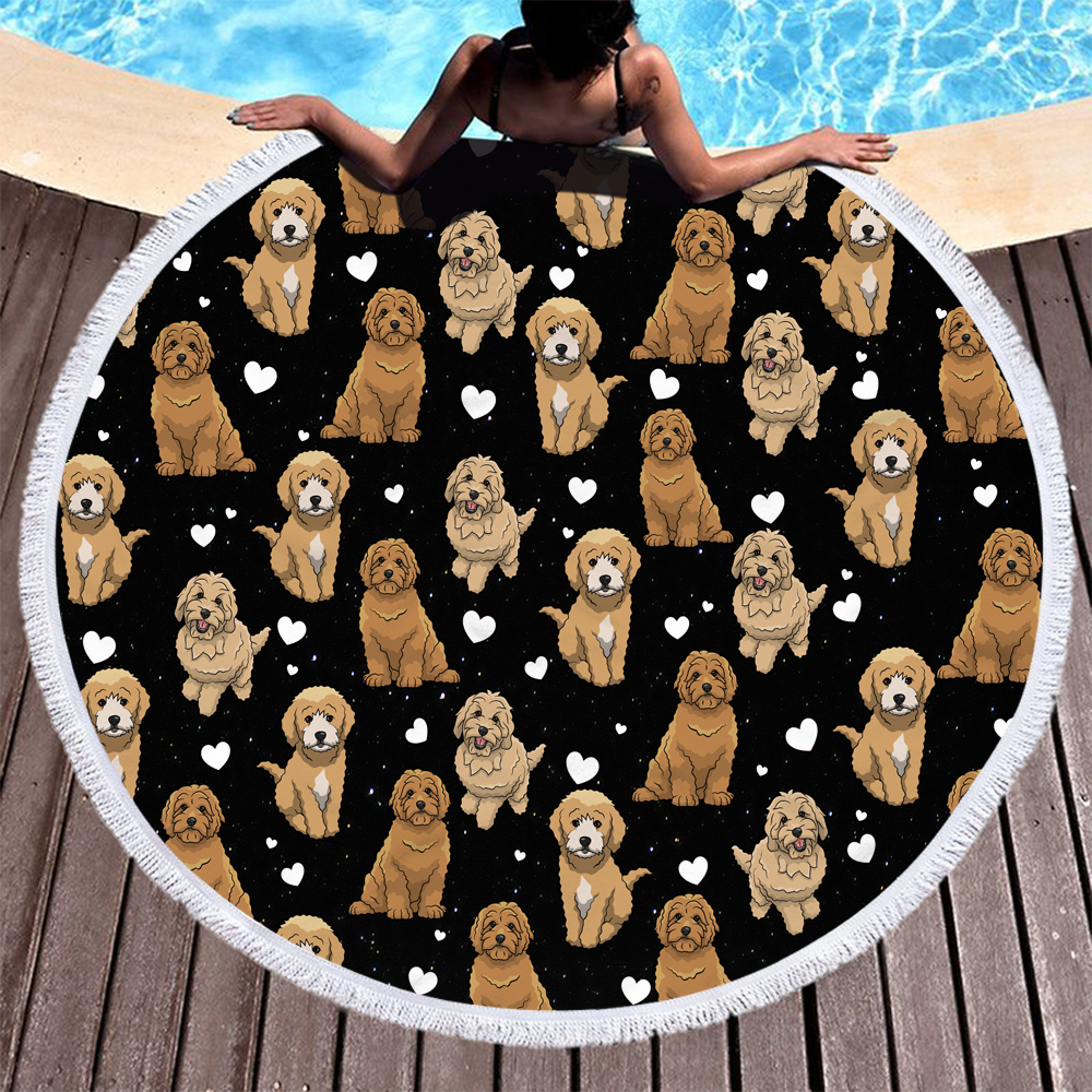 Personalized Cartoon Animal Dogs Round Beach Towel 23 Personalized Cartoon Animal Dogs Round Beach Towel 24
