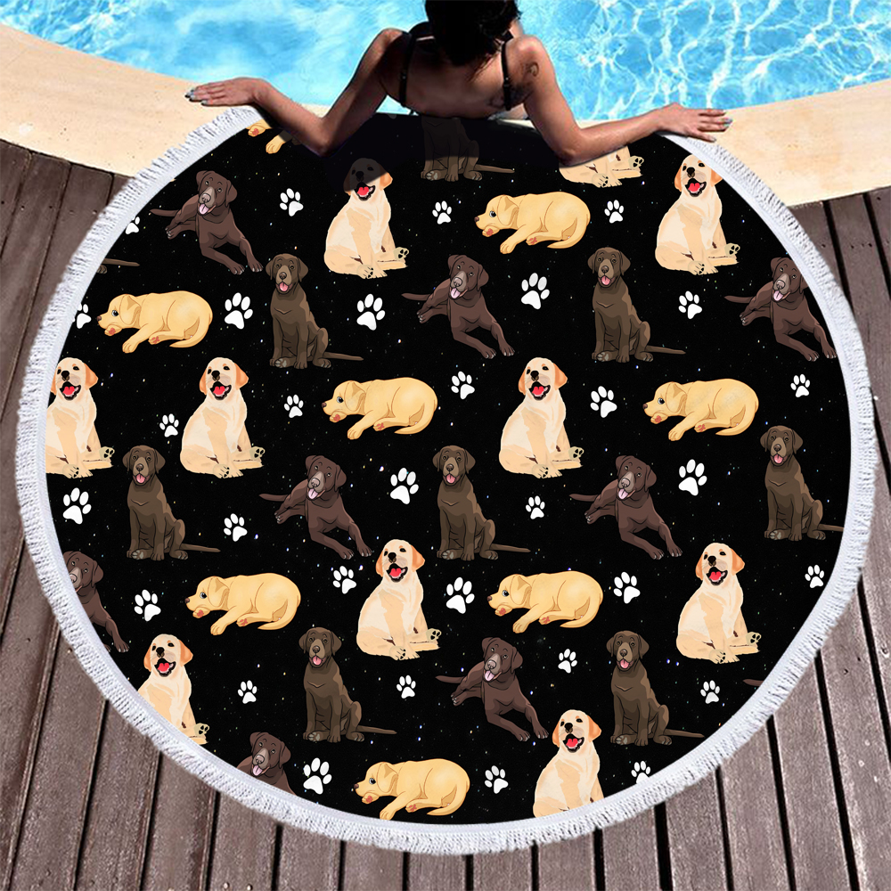 Personalized Cartoon Animal Dogs Round Beach Towel 25 Personalized Cartoon Animal Dogs Round Beach Towel 26