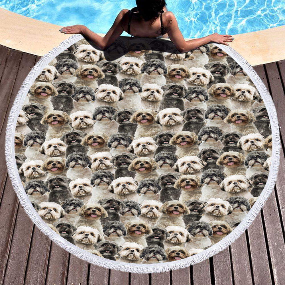 Personalized Cartoon Animal Dogs Round Beach Towel 4 Personalized Cartoon Animal Dogs Round Beach Towel 3