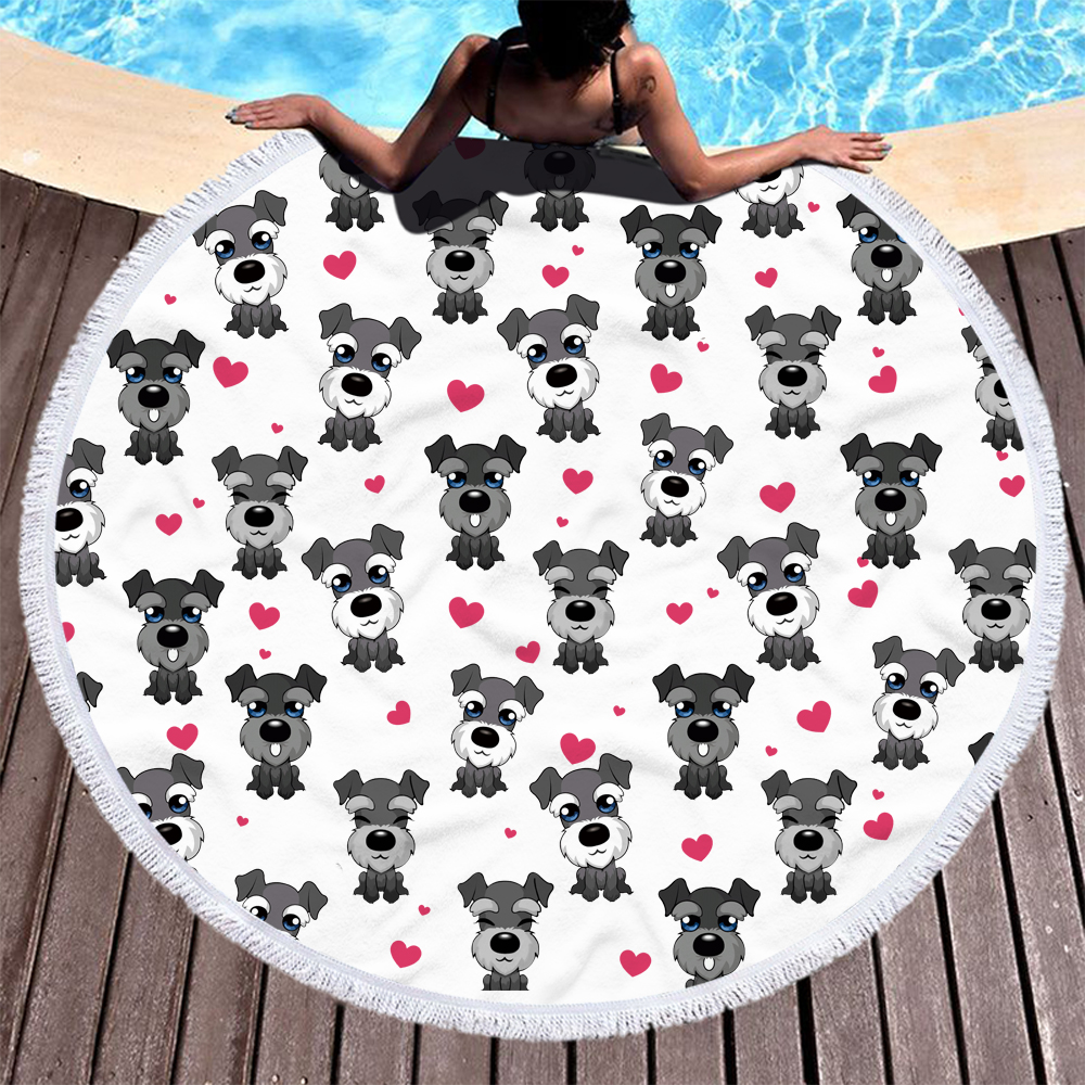 Personalized Cartoon Animal Dogs Round Beach Towel 5 Personalized Cartoon Animal Dogs Round Beach Towel 4