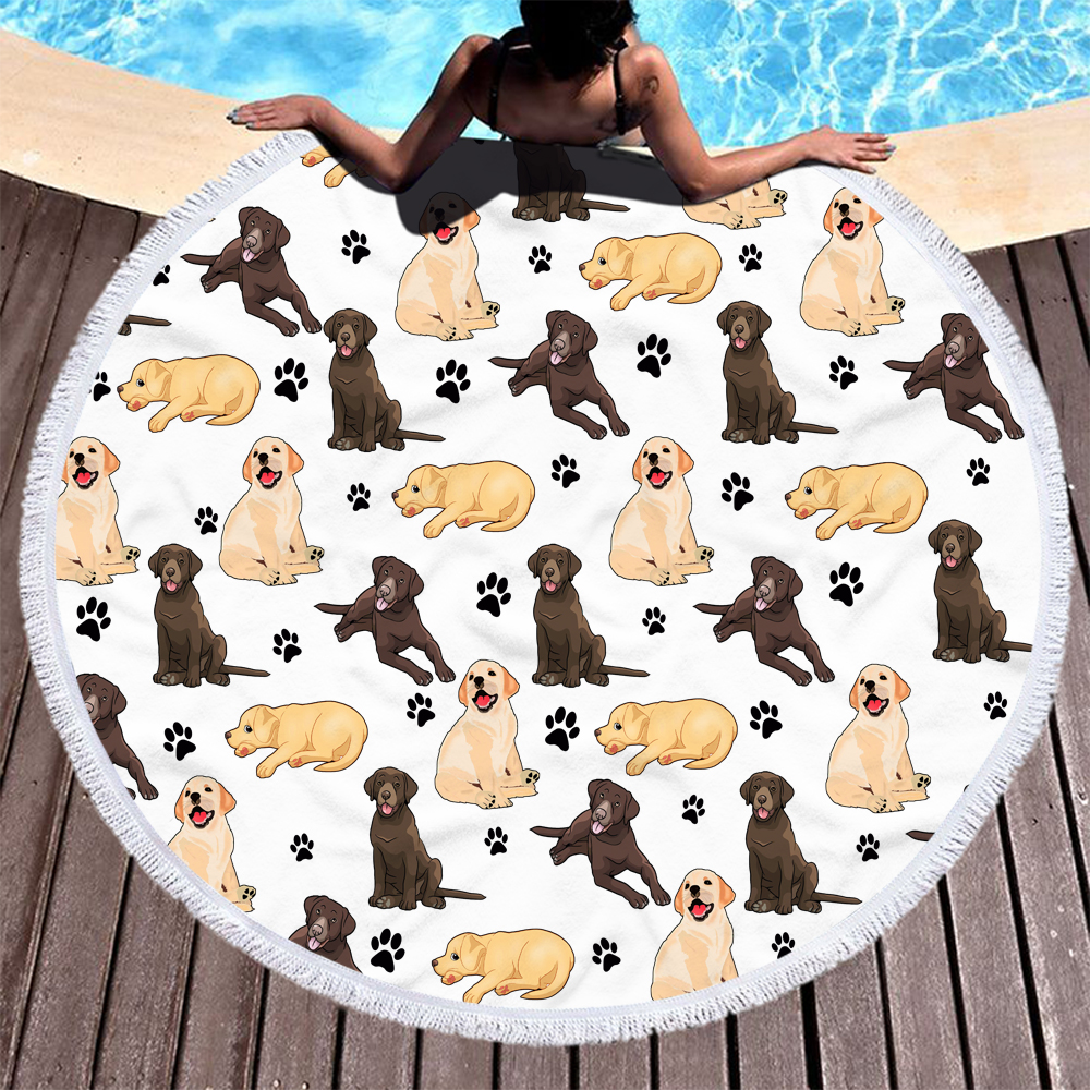 Personalized Cartoon Animal Dogs Round Beach Towel 7 Personalized Cartoon Animal Dogs Round Beach Towel 6