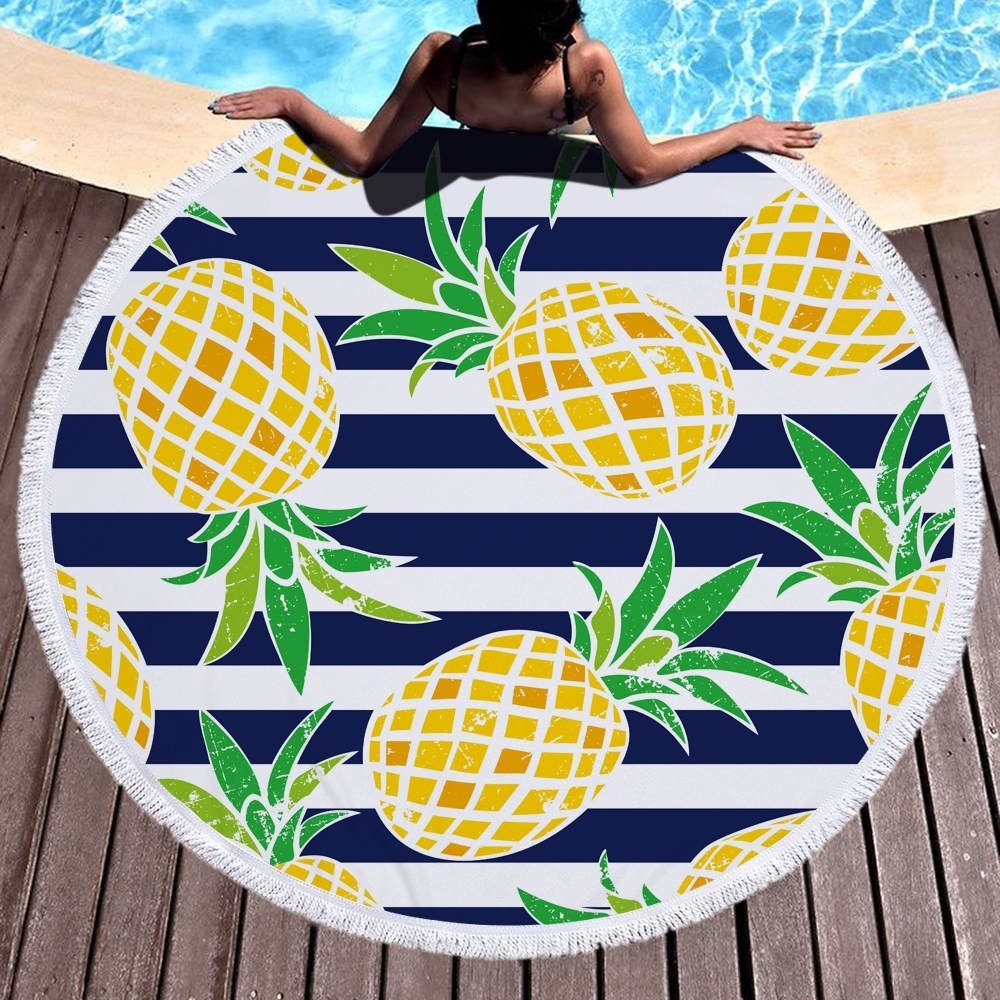 Pineapple Watermelon Round Beach Towel 2 Pineapple Round Beach Towel 1